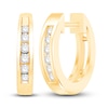 Thumbnail Image 1 of Diamond Huggie Hoop Earrings 1/8 ct tw Round-cut 10K Yellow Gold