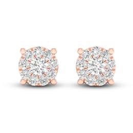 Diamond Halo Stud Earrings 1/4 ct tw Round-Cut 10K Rose Gold