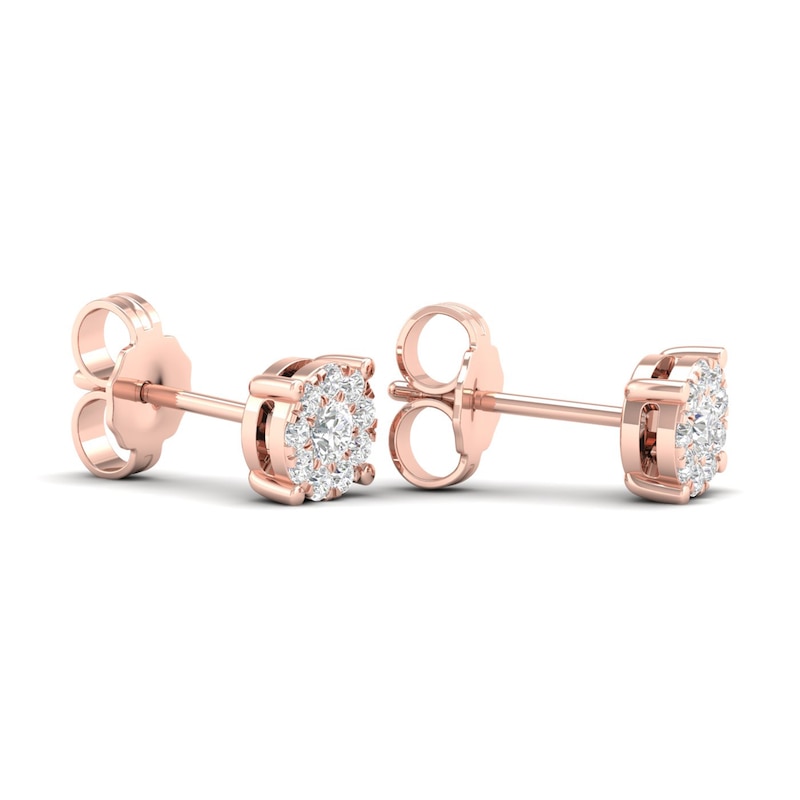 Main Image 4 of Diamond Halo Stud Earrings 1/4 ct tw Round-Cut 10K Rose Gold