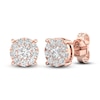 Thumbnail Image 2 of Diamond Halo Stud Earrings 1/2 ct tw Round-Cut 10K Rose Gold