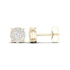 Thumbnail Image 3 of Diamond Halo Stud Earrings 1/2 ct tw Round-Cut 10K Yellow Gold
