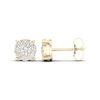 Thumbnail Image 2 of Diamond Halo Stud Earrings 1/2 ct tw Round-Cut 10K Yellow Gold