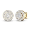 Thumbnail Image 3 of Diamond Halo Stud Earrings 1 ct tw Round-Cut 10K Yellow Gold