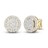 Thumbnail Image 2 of Diamond Halo Stud Earrings 1 ct tw Round-Cut 10K Yellow Gold