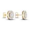 Thumbnail Image 4 of Diamond Halo Stud Earrings 1 ct tw Round-Cut 10K Yellow Gold
