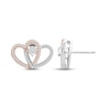 Thumbnail Image 0 of Two as One Diamond Heart Stud Earrings 1/5 ct tw Round-Cut 10K Two-Tone