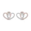 Thumbnail Image 2 of Diamond Heart Stud Earrings 1/5 ct tw Round-Cut 10K Two-Tone