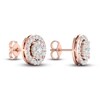 Thumbnail Image 4 of Diamond Halo Stud Earrings 1 ct tw Round-Cut 10K Rose Gold