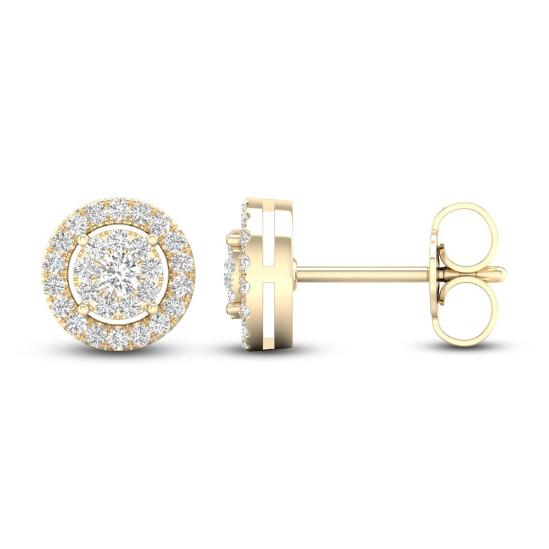 Main Image 2 of Diamond Stud Earrings 1/4 ct tw Round-Cut 10K Yellow Gold