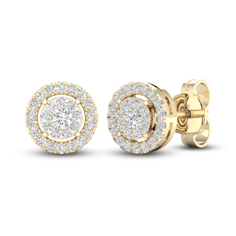 Main Image 3 of Diamond Stud Earrings 1/4 ct tw Round-Cut 10K Yellow Gold