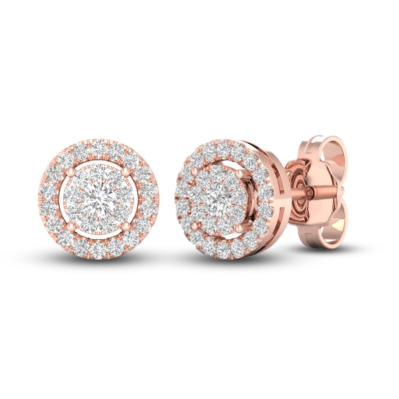 14Kw Round Diamond Stud Earrings 2.00 CT TW Screw Back - Beryl Jewelers