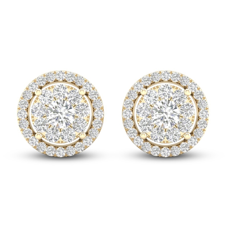 Main Image 1 of Diamond Stud Earrings 1/2 ct tw Round-Cut 10K Yellow Gold