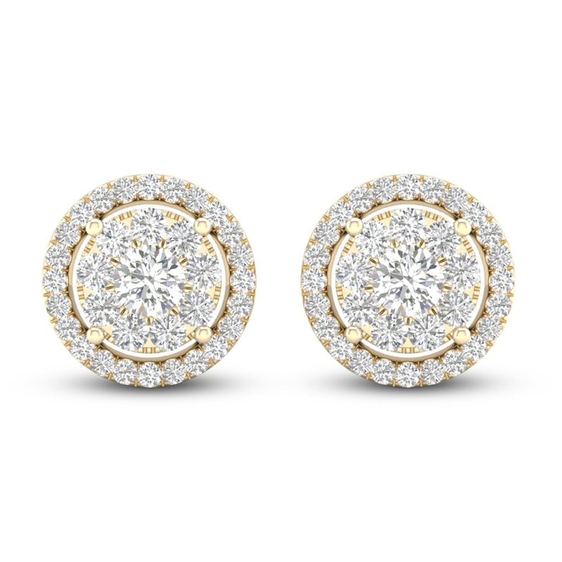 14Kw Round Diamond Stud Earrings 2.00 CT TW Screw Back - Beryl Jewelers