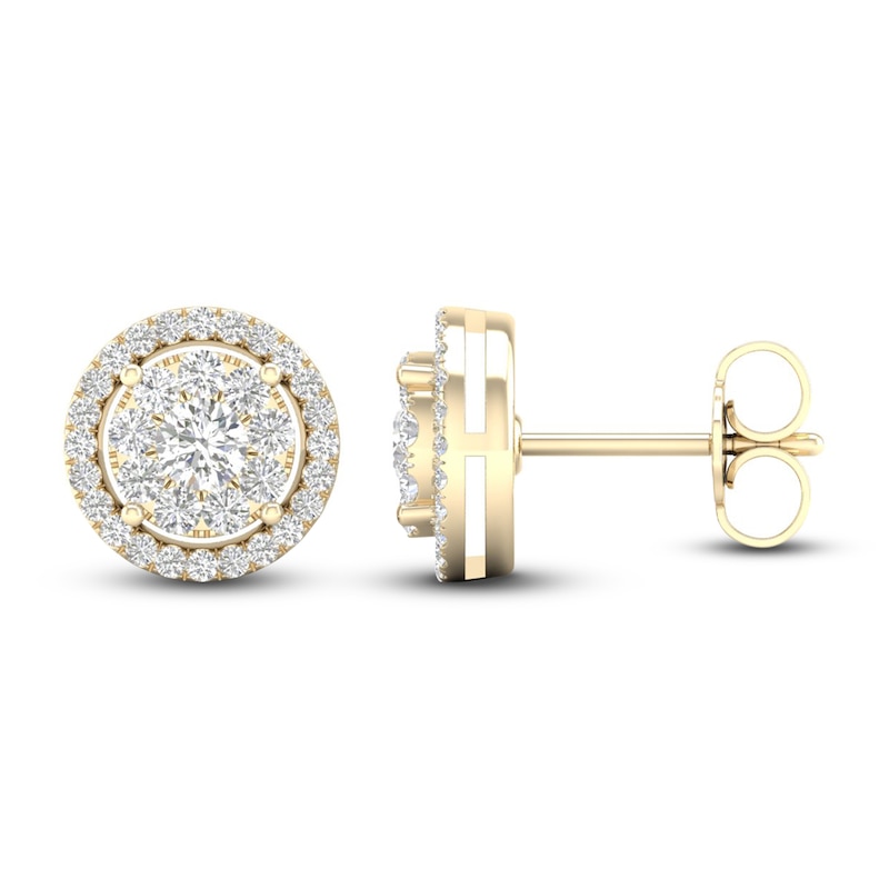 Main Image 2 of Diamond Stud Earrings 1/2 ct tw Round-Cut 10K Yellow Gold