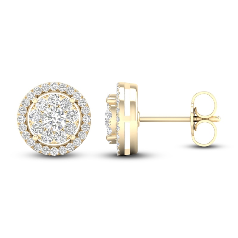 Diamond Stud Earrings 1/2 ct tw Round-Cut 10K Yellow Gold