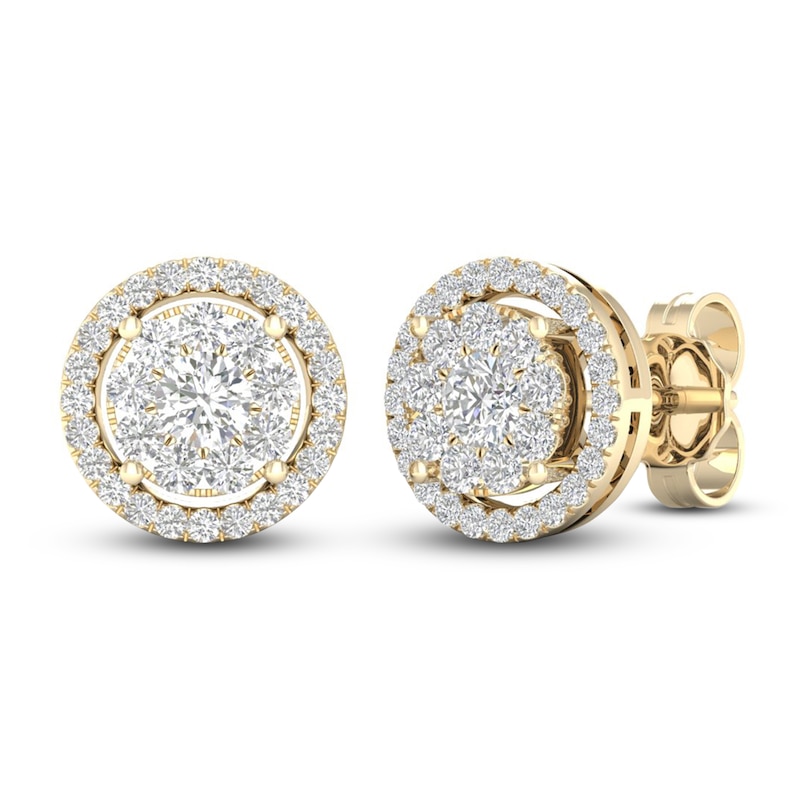 Main Image 3 of Diamond Stud Earrings 1/2 ct tw Round-Cut 10K Yellow Gold