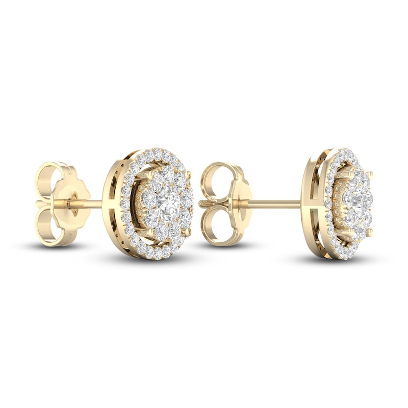 Diamond Stud Earrings 1/2 ct tw Round-Cut 10K Yellow Gold