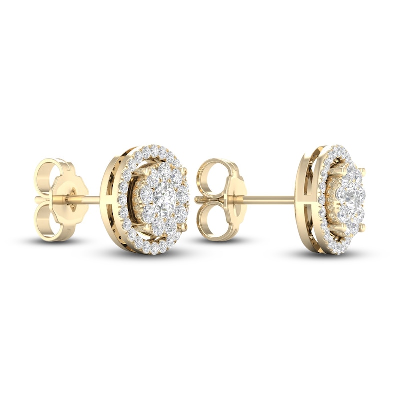 Main Image 4 of Diamond Stud Earrings 1/2 ct tw Round-Cut 10K Yellow Gold