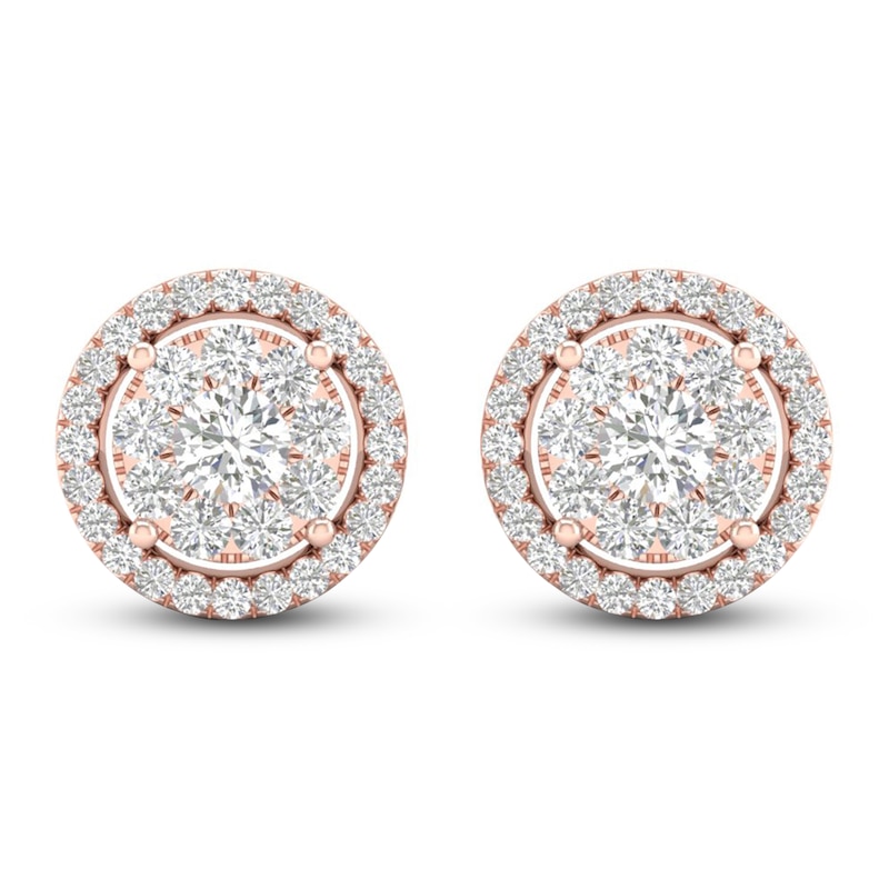 Diamond Stud Earrings 1/2 ct tw Round-Cut 10K Rose Gold with 360