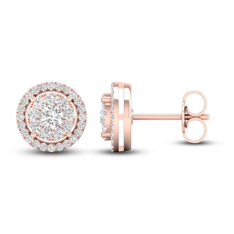 Main Image 2 of Diamond Stud Earrings 1/2 ct tw Round-Cut 10K Rose Gold