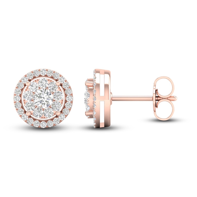 Diamond Stud Earrings 1/2 ct tw Round-Cut 10K Rose Gold