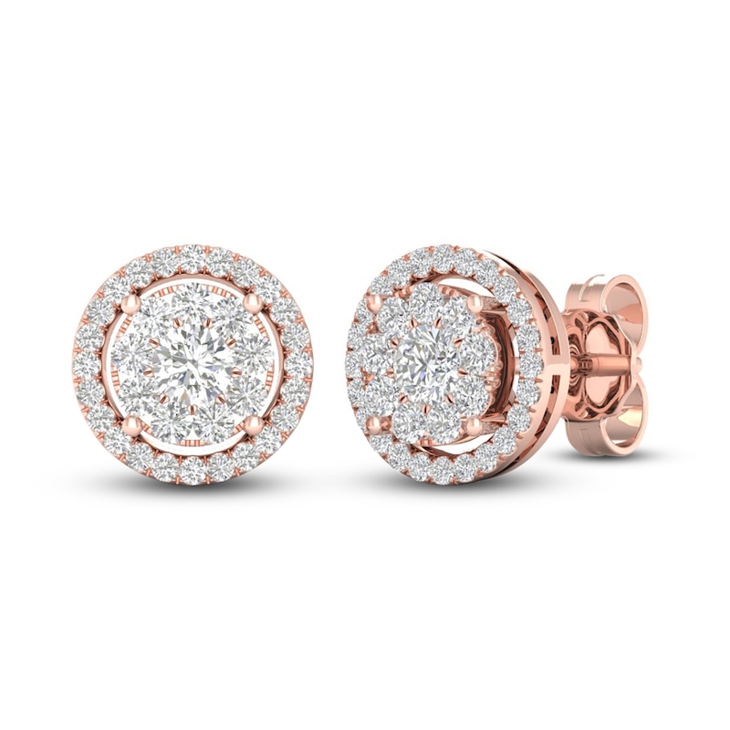 Main Image 3 of Diamond Stud Earrings 1/2 ct tw Round-Cut 10K Rose Gold