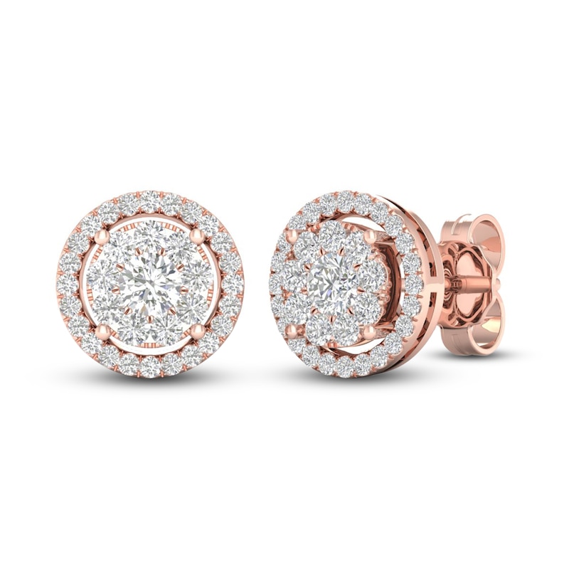 Diamond Stud Earrings 1/2 ct tw Round-cut 10K Rose Gold