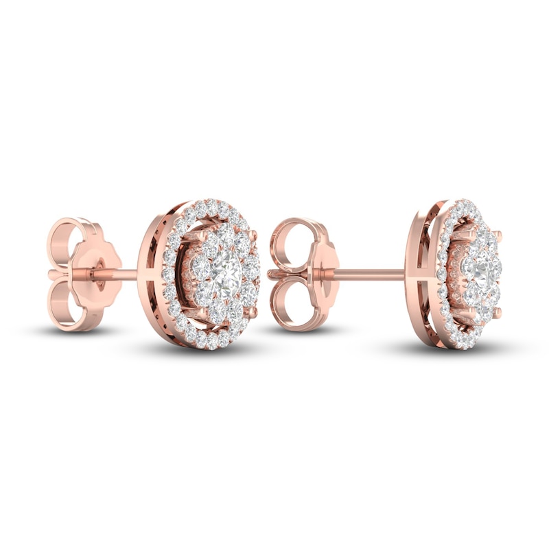 Main Image 4 of Diamond Stud Earrings 1/2 ct tw Round-Cut 10K Rose Gold