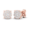 Thumbnail Image 3 of Diamond Halo Stud Earrings 1 ct tw Round-Cut 10K Rose Gold