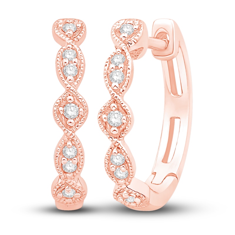 Main Image 1 of Diamond Twist Hoop Earrings 10K Rose Gold