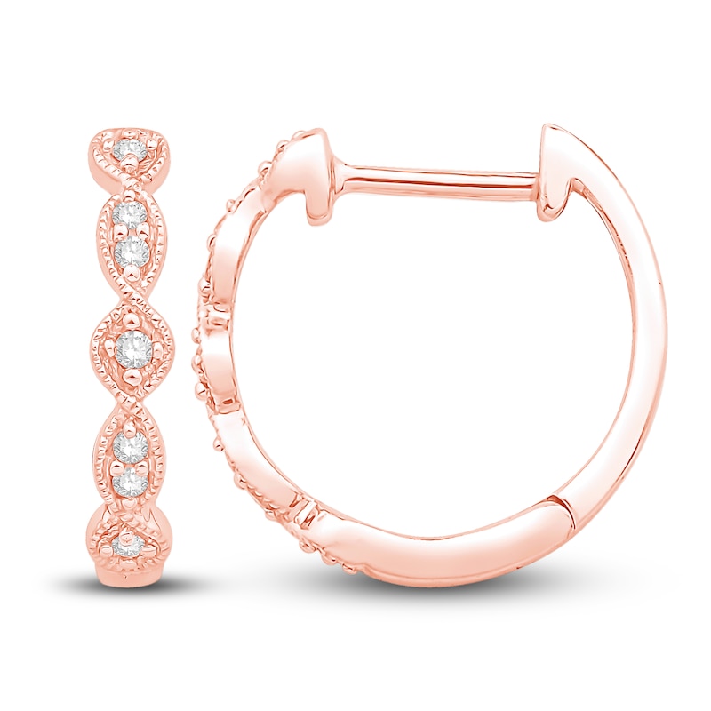 Main Image 2 of Diamond Twist Hoop Earrings 10K Rose Gold
