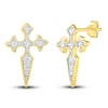 Diamond Cross Earrings 1/8 ct tw 10K Yellow Gold