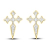 Thumbnail Image 3 of Diamond Cross Earrings 1/8 ct tw 10K Yellow Gold