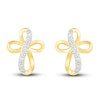Thumbnail Image 3 of Diamond Cross Earrings 1/8 ct tw 10K Yellow Gold