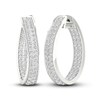 Thumbnail Image 1 of Diamond In-and-Out Hoop Earrings 3 ct tw Round-Cut 14K White Gold