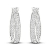 Thumbnail Image 2 of Diamond In-and-Out Hoop Earrings 3 ct tw Round-Cut 14K White Gold
