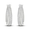 Thumbnail Image 3 of Diamond In-and-Out Hoop Earrings 3 ct tw Round-Cut 14K White Gold