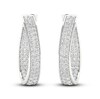 Thumbnail Image 2 of Diamond In-and-Out Hoop Earrings 3 ct tw Round-Cut 14K White Gold