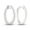 Thumbnail Image 3 of Diamond In-and-Out Hoop Earrings 3 ct tw Round-Cut 14K White Gold