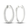 Thumbnail Image 4 of Diamond In-and-Out Hoop Earrings 3 ct tw Round-Cut 14K White Gold