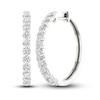 Thumbnail Image 1 of Diamond Hoop Earrings 1-1/2 ct tw Round-Cut 10K White Gold