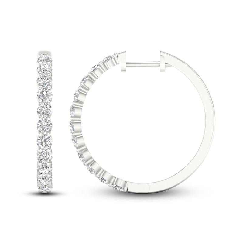 Diamond Hoop Earrings 1-1/2 ct tw Round-Cut 10K White Gold