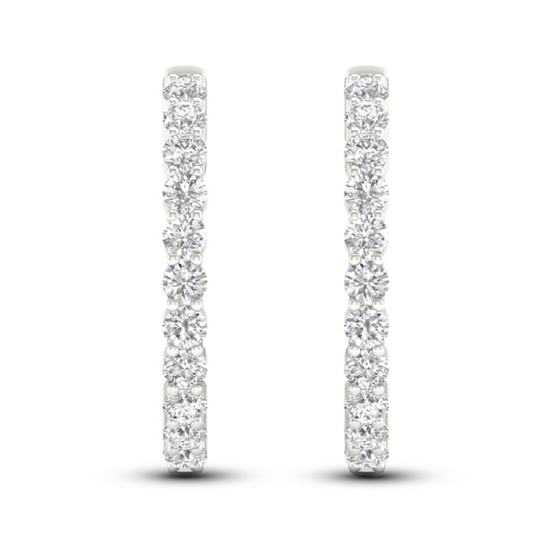 Diamond Hoop Earrings 1-1/2 ct tw Round-Cut 10K White Gold