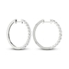 Thumbnail Image 3 of Diamond Hoop Earrings 1-1/2 ct tw Round-Cut 10K White Gold