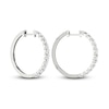 Thumbnail Image 4 of Diamond Hoop Earrings 1-1/2 ct tw Round-Cut 10K White Gold