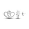 Thumbnail Image 0 of Two as One Diamond Heart Stud Earrings 1/5 ct tw Round-Cut Sterling Silver