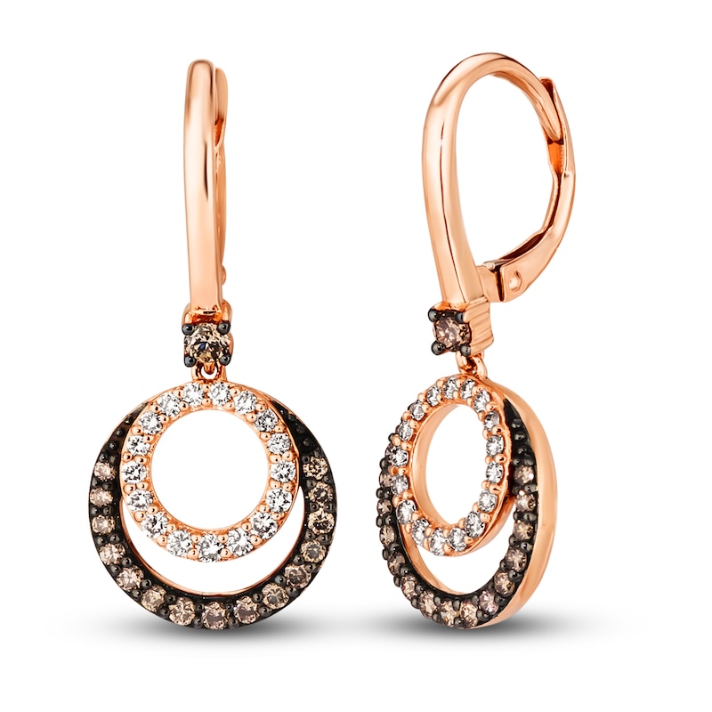Main Image 1 of Le Vian Diamond Dangle Earrings 3/4 ct tw Diamonds 14K Strawberry Gold