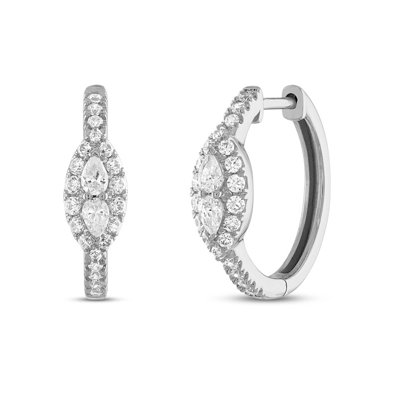 Kay jewelers white gold diamond hoop earrings Clearance