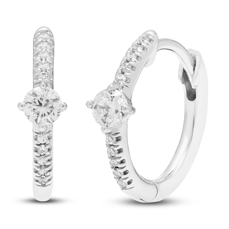 Diamond Hoop Earrings 1/4 ct tw Round-Cut 10K White Gold