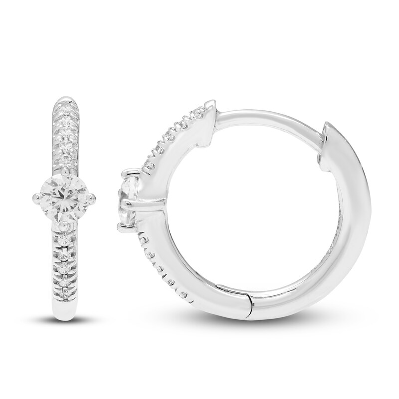 Diamond Hoop Earrings 1/4 ct tw Round-Cut 10K White Gold